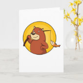Bär als Angler mit Fisch Karte (Gelbe Blume)