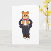 Bär als Bär mit Anzug Karte (Gelbe Blume)