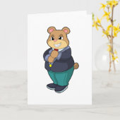 Bär als Bär mit Anzug Karte (Gelbe Blume)