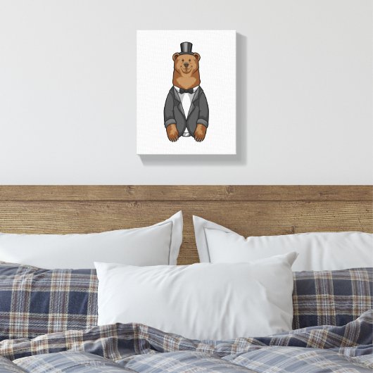Bär als Bär mit Jacket Leinwanddruck (Insitu (Schlafzimmer))