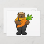Bär als Bauer mit Karotte Postkarte (Vorne/Hinten)