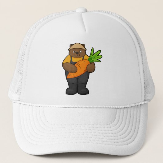 Bär als Bauer mit Karotte Truckerkappe (Vorderseite)