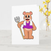 Bär als Bauer mit Rechen Karte (Gelbe Blume)