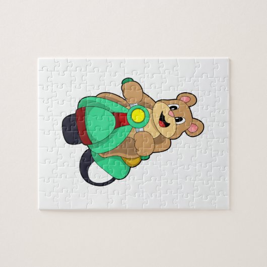 Bär als Biker mit Scooter.PNG Puzzle (Horizontal)