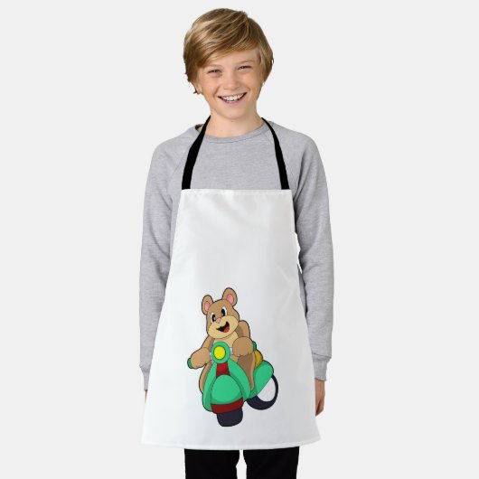 Bär als Biker mit Scooter.PNG Schürze (Getragen)