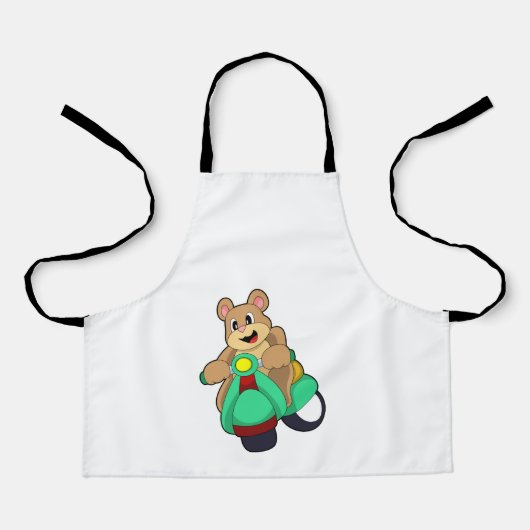 Bär als Biker mit Scooter.PNG Schürze (Vorderseite)
