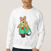 Bär als Biker mit Scooter.PNG Sweatshirt (Vorderseite)