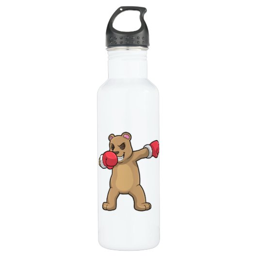 Bär als Boxer beim Boxing & Hip Hop Dance Dab Edelstahlflasche (Vorderseite)