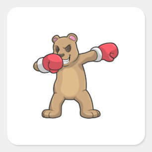 Bär als Boxer beim Boxing & Hip Hop Dance Dab Quadratischer Aufkleber