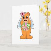 Bär als Braut mit Blume Karte (Gelbe Blume)