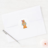 Bär als Braut mit Blumen Runder Aufkleber (Umschlag)