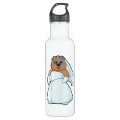 Bär als Braut mit dem Tod von Blume Edelstahlflasche (Vorderseite)