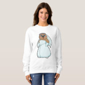Bär als Braut mit dem Tod von Blume Sweatshirt (Vorne ganz)