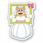 Bär als Braut mit Hochzeitskleid & Bilderrahmen.p Aufkleber (Vorderseite)