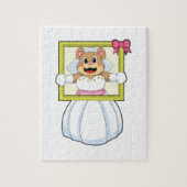 Bär als Braut mit Hochzeitskleid & Bilderrahmen.p Puzzle (Vertikal)