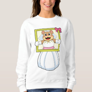 Bär als Braut mit Hochzeitskleid & Bilderrahmen.p Sweatshirt