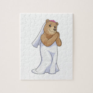 Bär als Braut mit Schleier Puzzle
