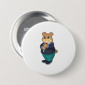 Bär als Bräutigam mit Anzug Button (Vorne & Hinten)