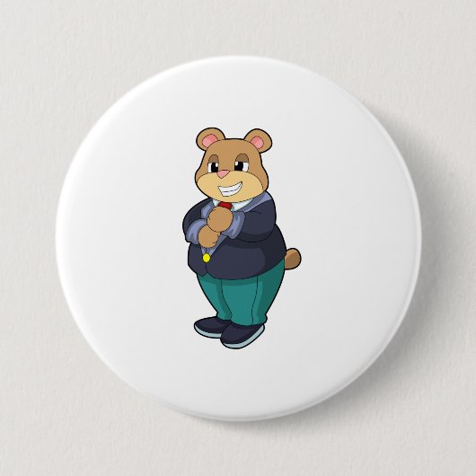 Bär als Bräutigam mit Anzug Button (Vorderseite)
