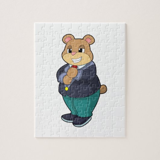 Bär als Bräutigam mit Anzug Puzzle (Vertikal)