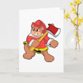 Bär als Feuerwehrmann mit Axt Karte (Gelbe Blume)