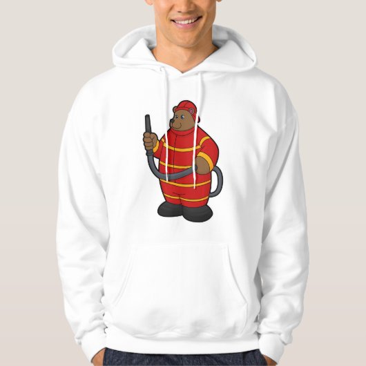 Bär als Feuerwehrmann mit Schlauch Hoodie (Vorderseite)