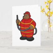 Bär als Feuerwehrmann mit Schlauch Karte (Gelbe Blume)
