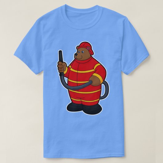 Bär als Feuerwehrmann mit Schlauch T-Shirt (Design vorne)