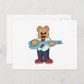 Bär als Friseur mit Schere Postkarte (Vorne/Hinten)