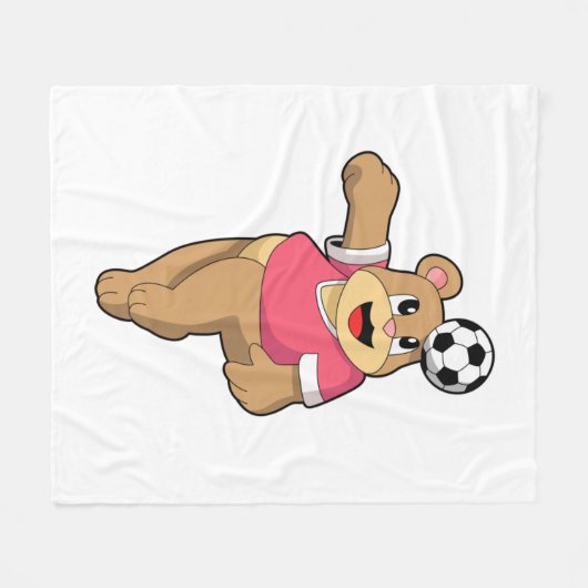 Bär als Fußballspieler mit Fußball.PNG Fleecedecke (Vorderseite (Horizontal))