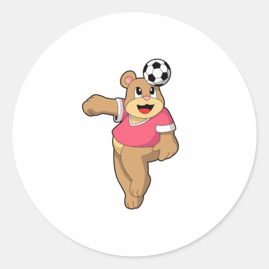 Bär als Fußballspieler mit Fußball.PNG Runder Aufkleber (Vorderseite)