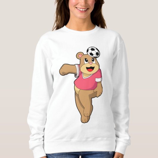 Bär als Fußballspieler mit Fußball.PNG Sweatshirt (Vorderseite)