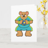 Bär als Handballspieler mit Handball Karte (Gelbe Blume)