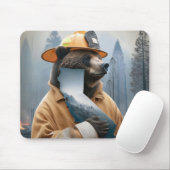Bär als kalifornischer Feuerwehrmann Mousepad (Mit Mouse)