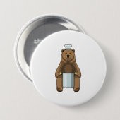 Bär als Koch mit Kochtopf Button (Vorne & Hinten)