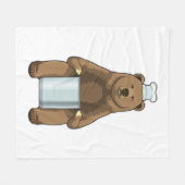 Bär als Koch mit Kochtopf Fleecedecke (Vorderseite (Horizontal))