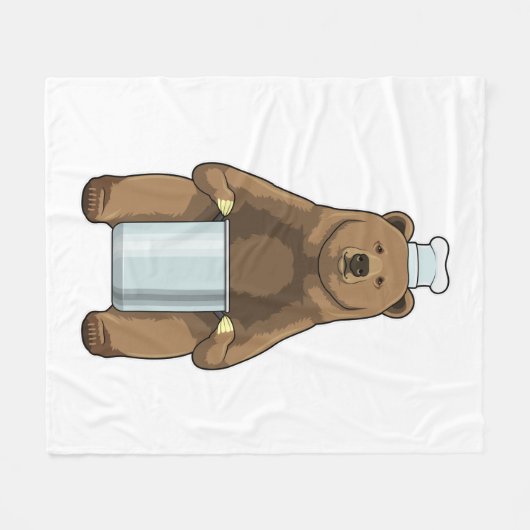 Bär als Koch mit Kochtopf Fleecedecke (Vorderseite (Horizontal))