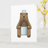 Bär als Koch mit Kochtopf Karte (Gelbe Blume)