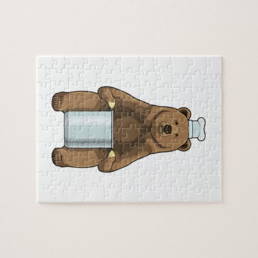 Bär als Koch mit Kochtopf Puzzle (Horizontal)