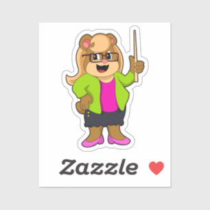 Bär als Lehrer mit Brille Aufkleber