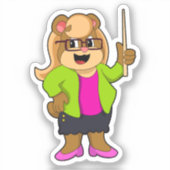 Bär als Lehrer mit Brille Aufkleber (Vorderseite)