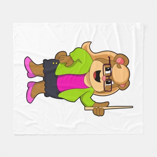 Bär als Lehrer mit Brille Fleecedecke (Vorderseite (Horizontal))