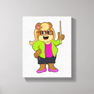 Bär als Lehrer mit Brille Leinwanddruck