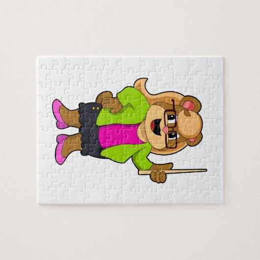 Bär als Lehrer mit Brille Puzzle (Horizontal)