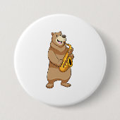 Bär als Musiker mit Saxophon Button (Vorderseite)