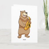 Bär als Musiker mit Saxophon Karte (Rückseite)