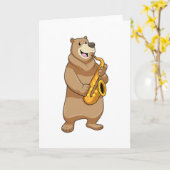 Bär als Musiker mit Saxophon Karte (Gelbe Blume)