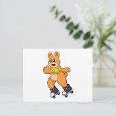 Bär als Skater mit Inline-Skates Postkarte (Stehend Vorderseite)