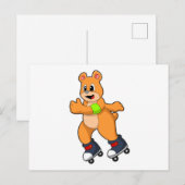 Bär als Skater mit Inline-Skates Postkarte (Vorne/Hinten)