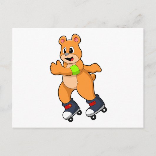 Bär als Skater mit Inline-Skates Postkarte (Vorderseite)